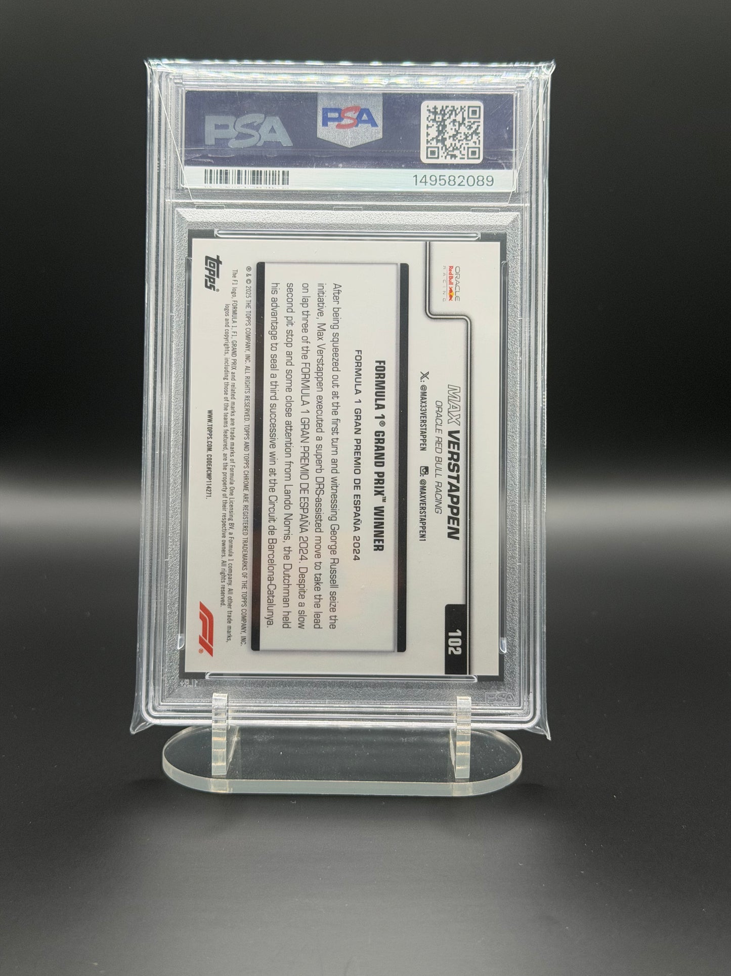 F1 - Max Verstappen /25 - Sapphire Orange - PSA 9 - Photo 2