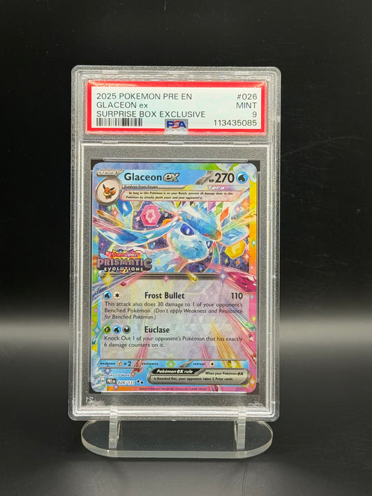 PSA 9 Glaceon ex 026/131 - Prismatic Evolution Stamped Promo