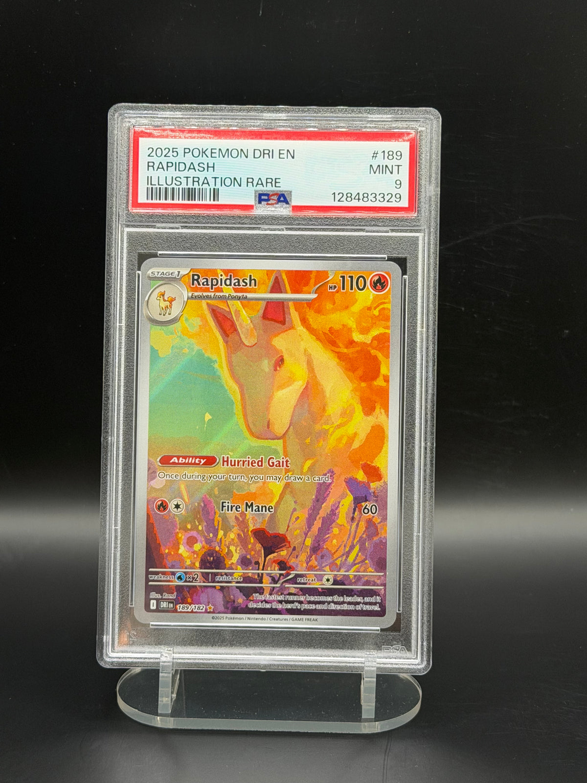 PSA 9 Rapidash 189/182 - Destined Rivals (Illustration Rare)