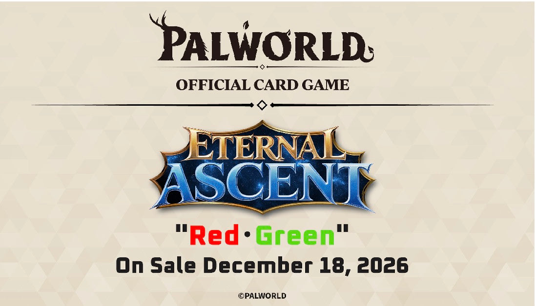 Palworld Official Card Game Eternal Ascent Red/Green banner – on sale 18 December 2026