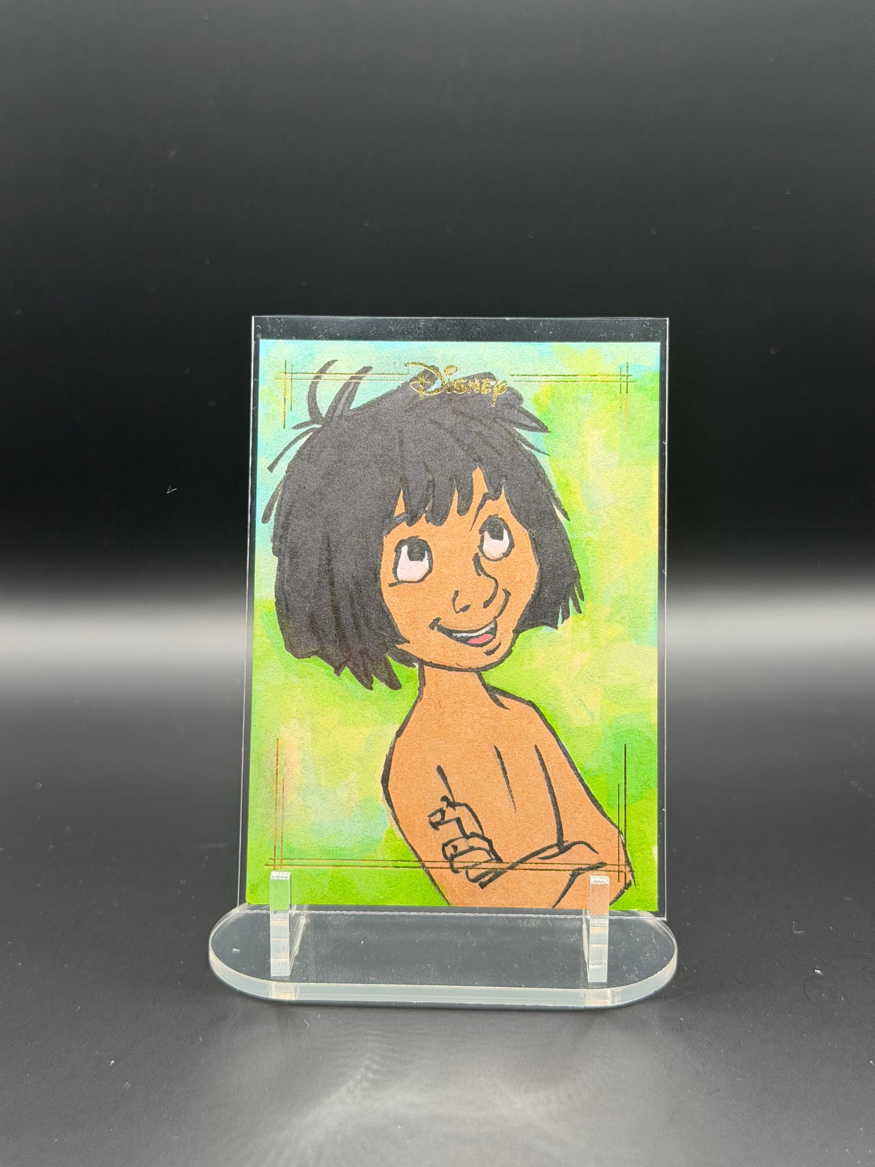 Mowgli Sketch Card 1/1 Autograph - Gold Foil - Jungle Book - Disney Neon