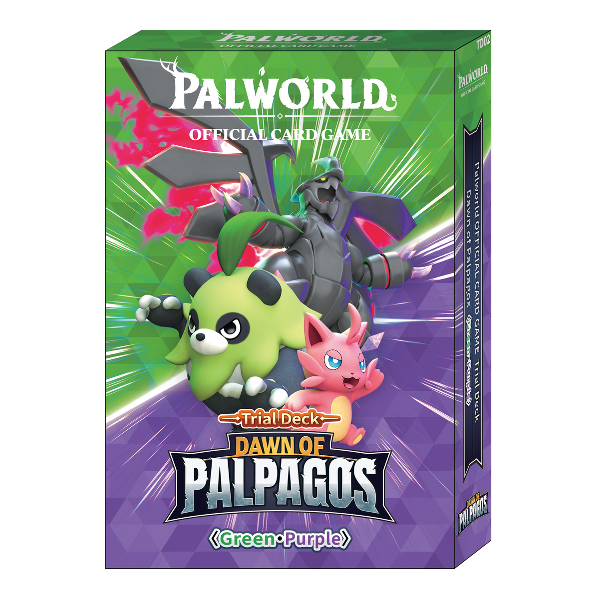 Palworld TCG Dawn of Palpagos Green・Purple Trial Deck (TD02), official product render