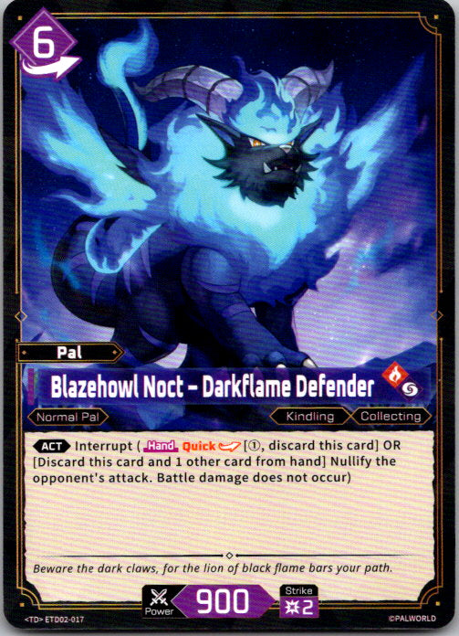 Palworld - TD - ETD02-017 - Blazehowl Noct - Darkflame Defender