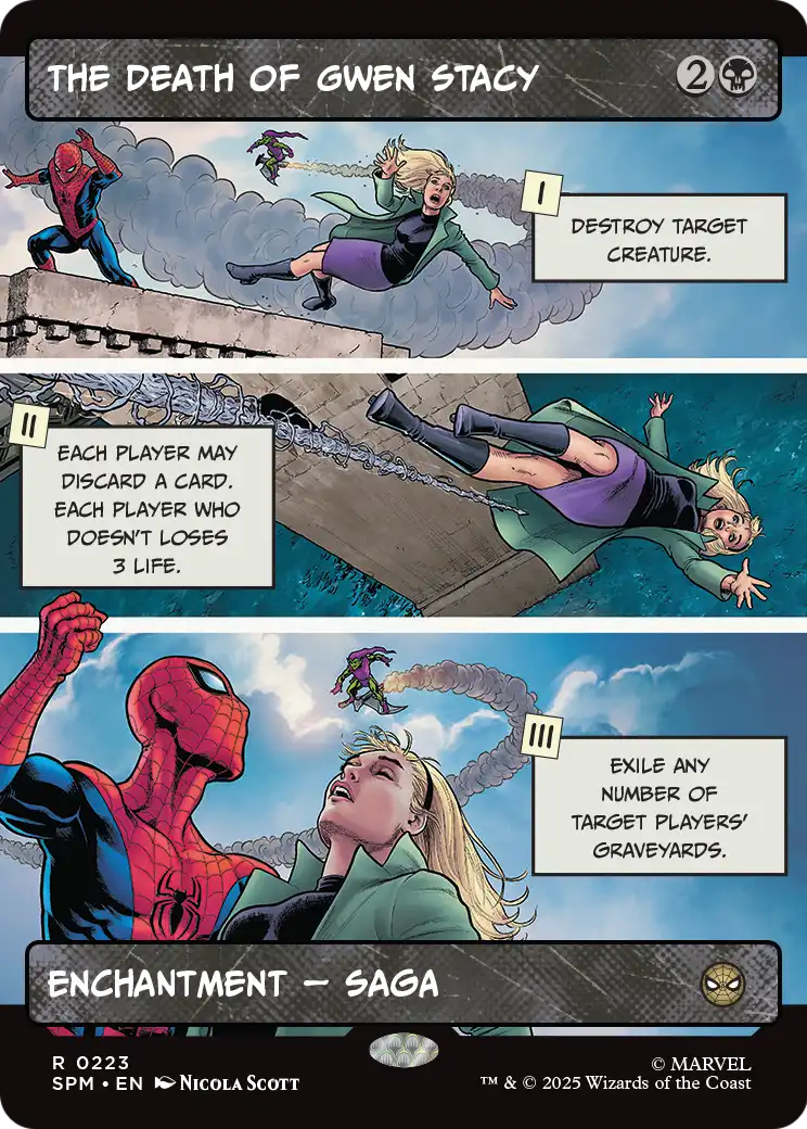 The Death of Gwen Stacy showcase card, Marvel's Spider-Man 223