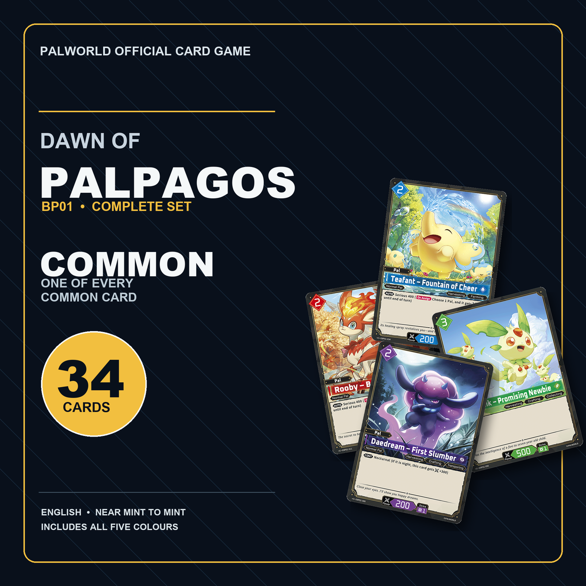 Palworld OCG – Dawn of Palpagos (BP01) Complete Common Set, 34 Cards