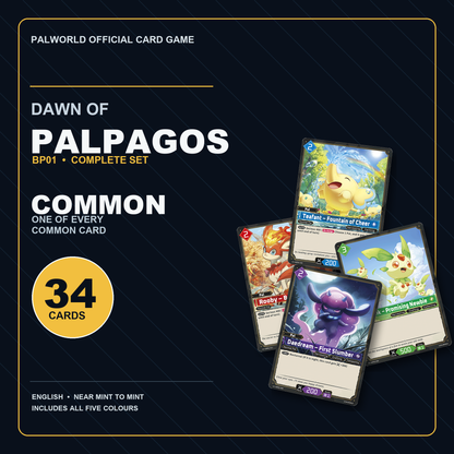 Palworld OCG – Dawn of Palpagos (BP01) Complete Common Set, 34 Cards
